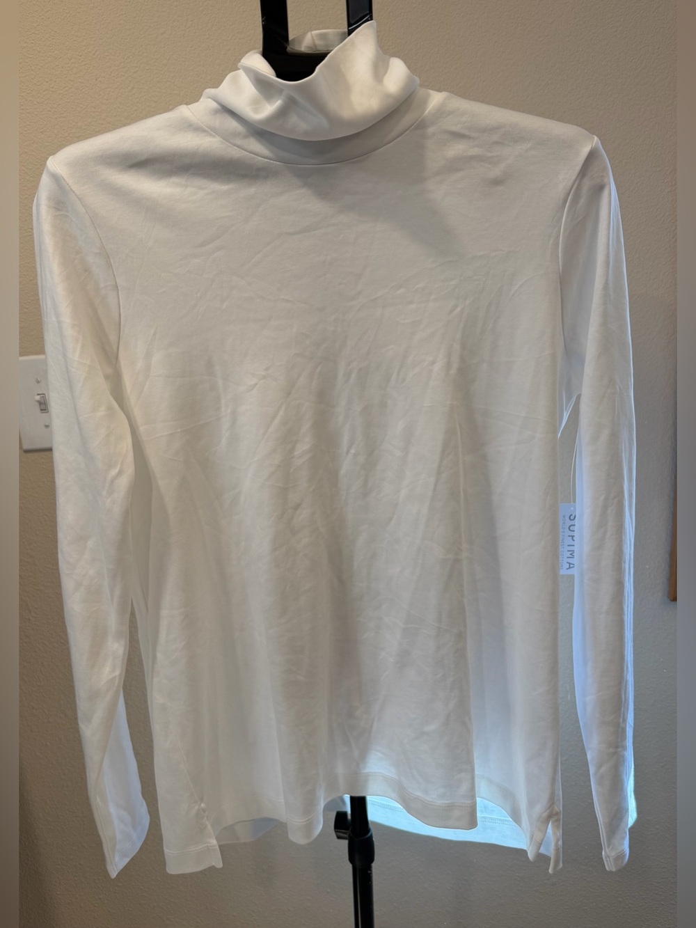 Lands' End White Supima Cotton Long-Sleeve Turtleneck | Coastal Grandma Preppy L